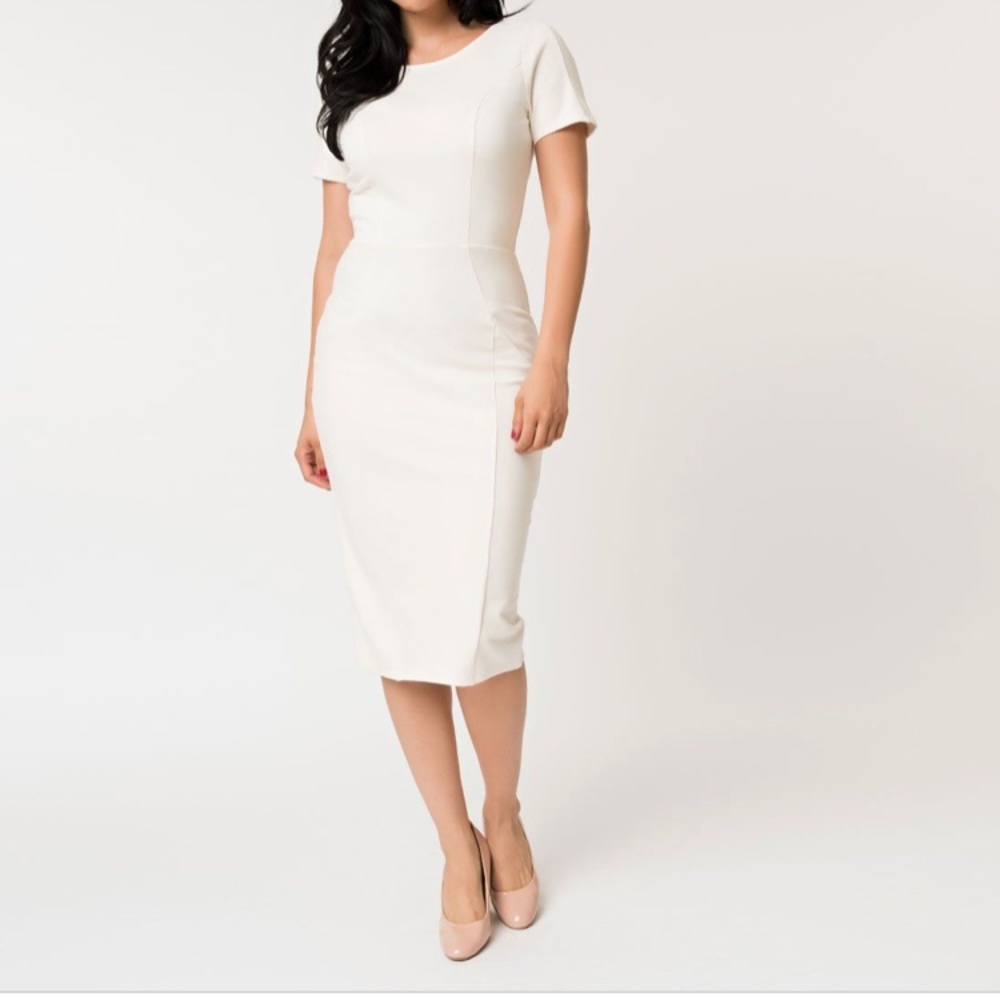 Ivory Unique Vintage Wiggle Dress
